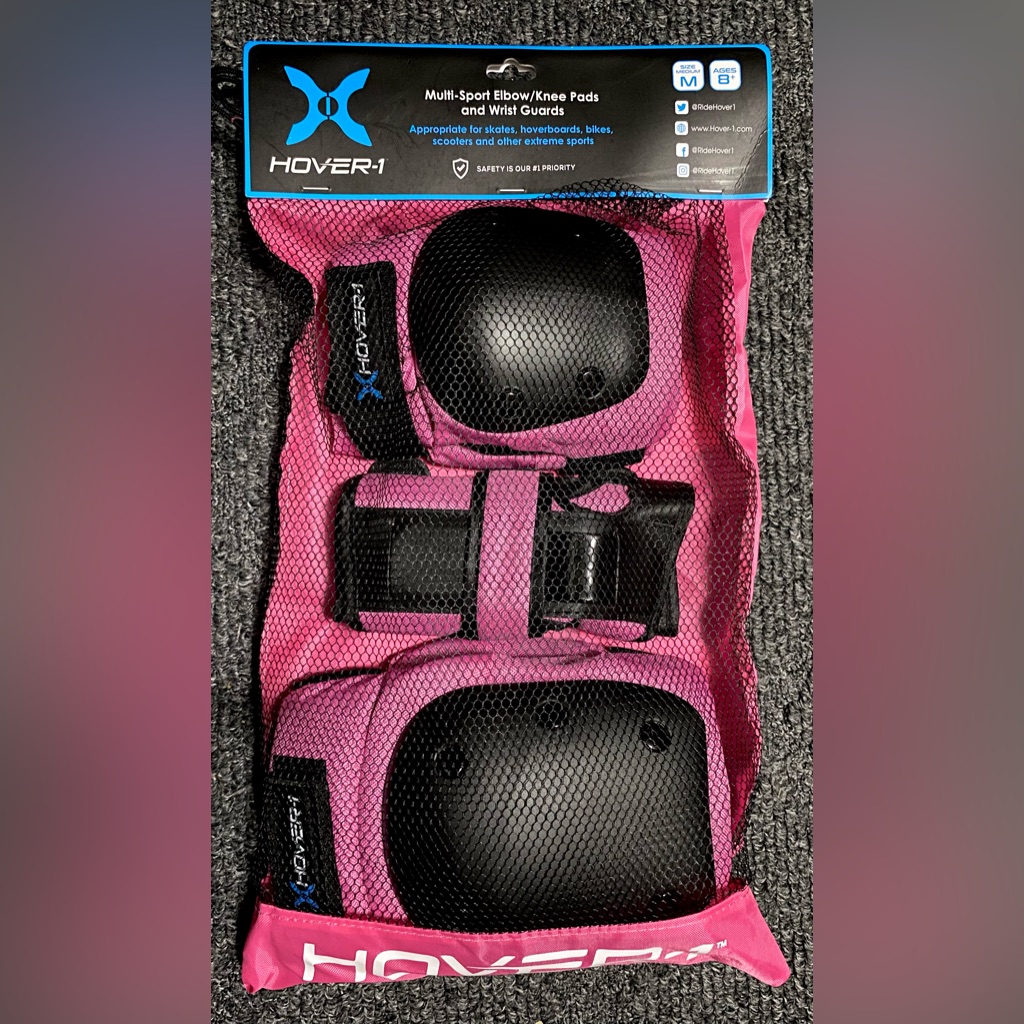 New Hover-1 Multi Sport Elbow Knee Pads Wrist Guards Pink Ages 8+ Size Medium.
